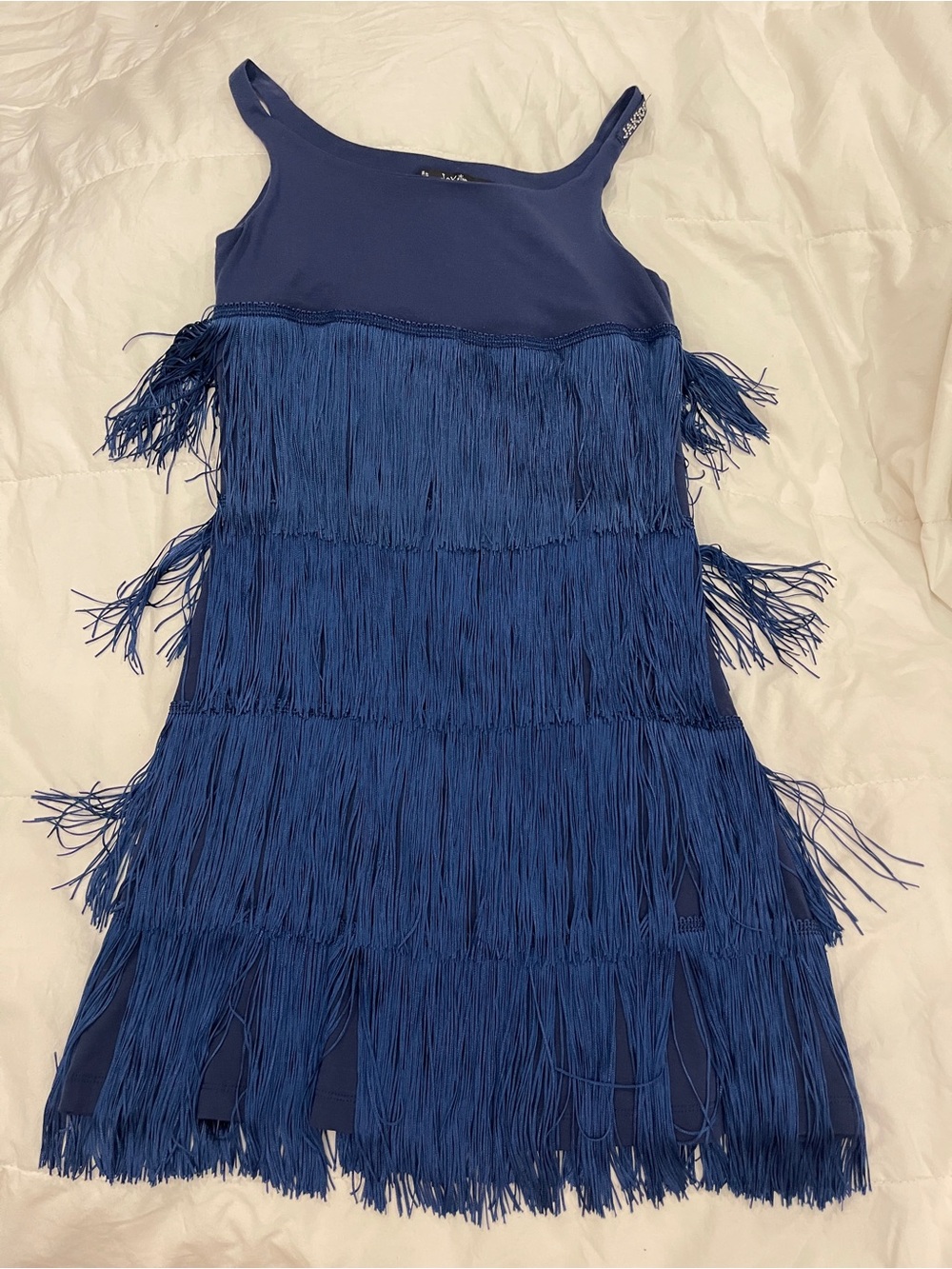 Blue Fringe Sleeveless Party Dress
